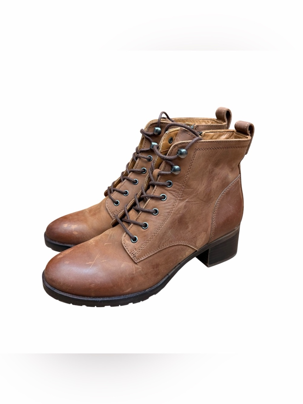 Clarks Brown Leather Lace-Up Ankle Boots